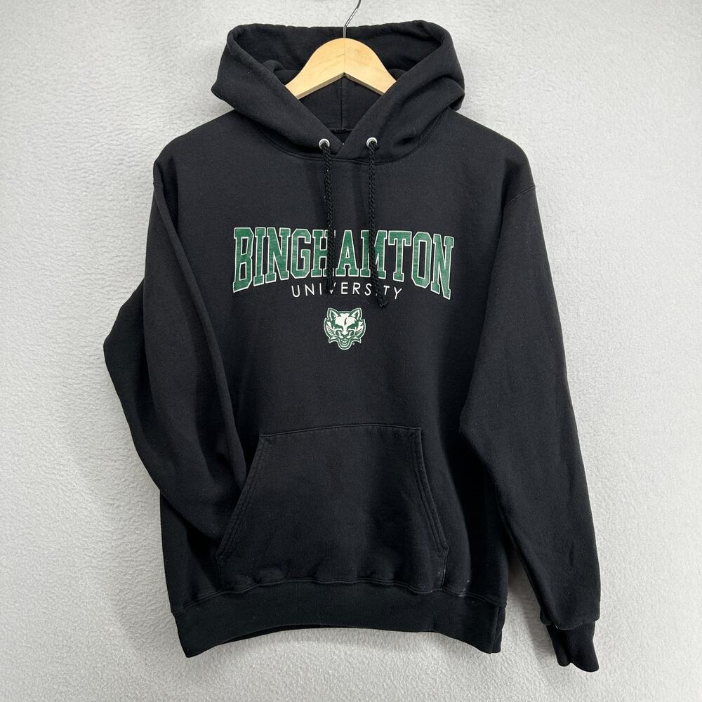 BINGHAMTON UNIVERSITY Hoodie S SUNY Bearcats Vestal NY Fleece Pullover Black